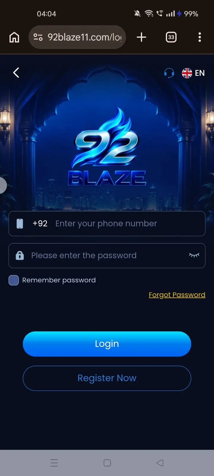 92Blaze Login screen image showing secure account access and mobile app sign-in process